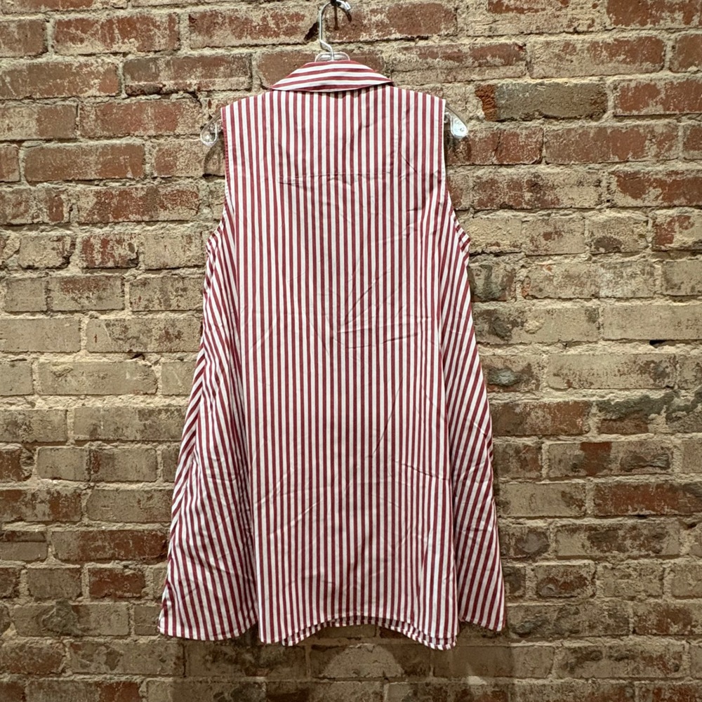 NWT Banana Republic Striped Red Sleeveless Shirt Dress Medium - Picture 8 of 8
